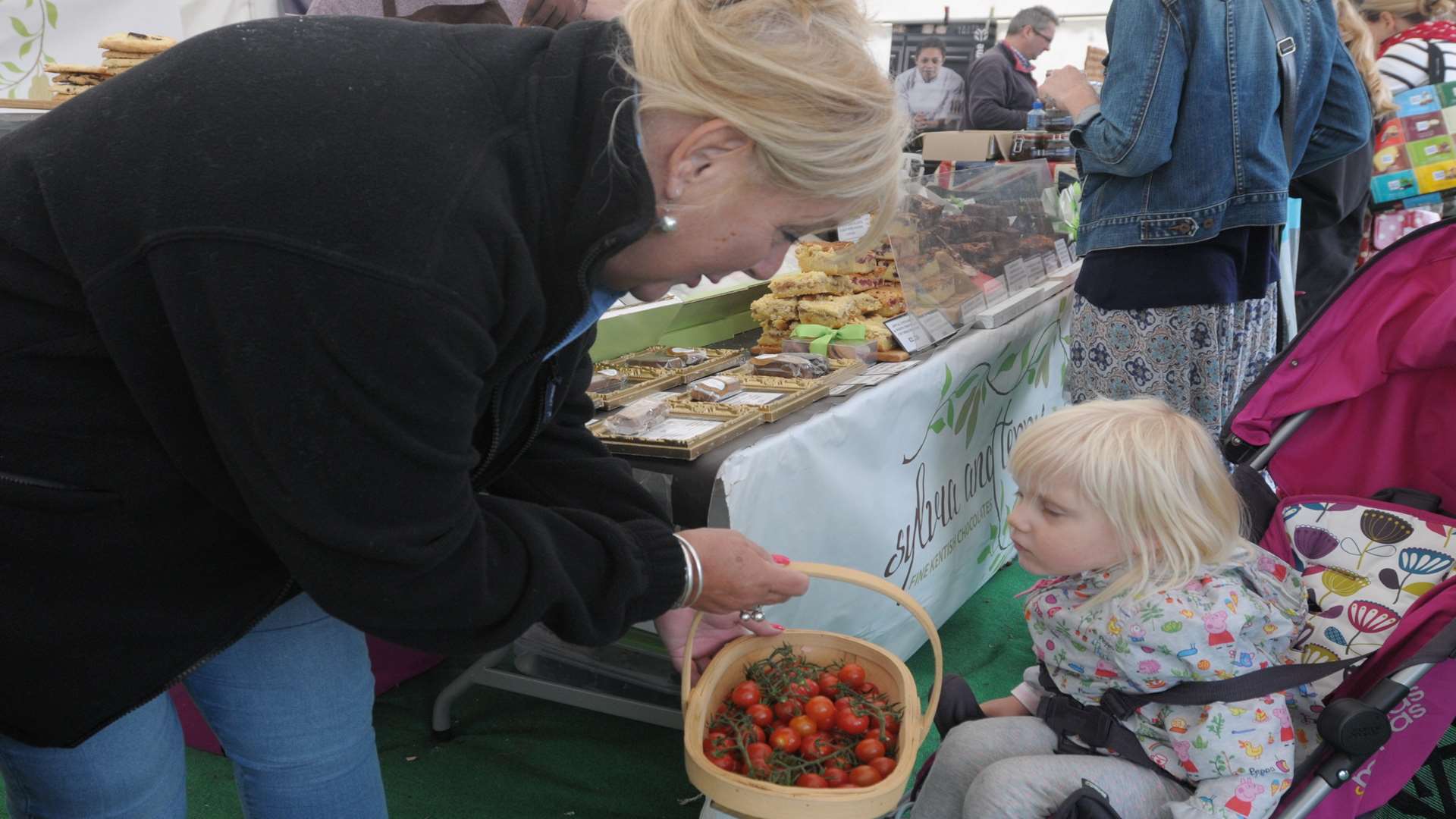 Maddie-May Hossen weighs up her food options with Trudy Edwards Picture: Brian Green