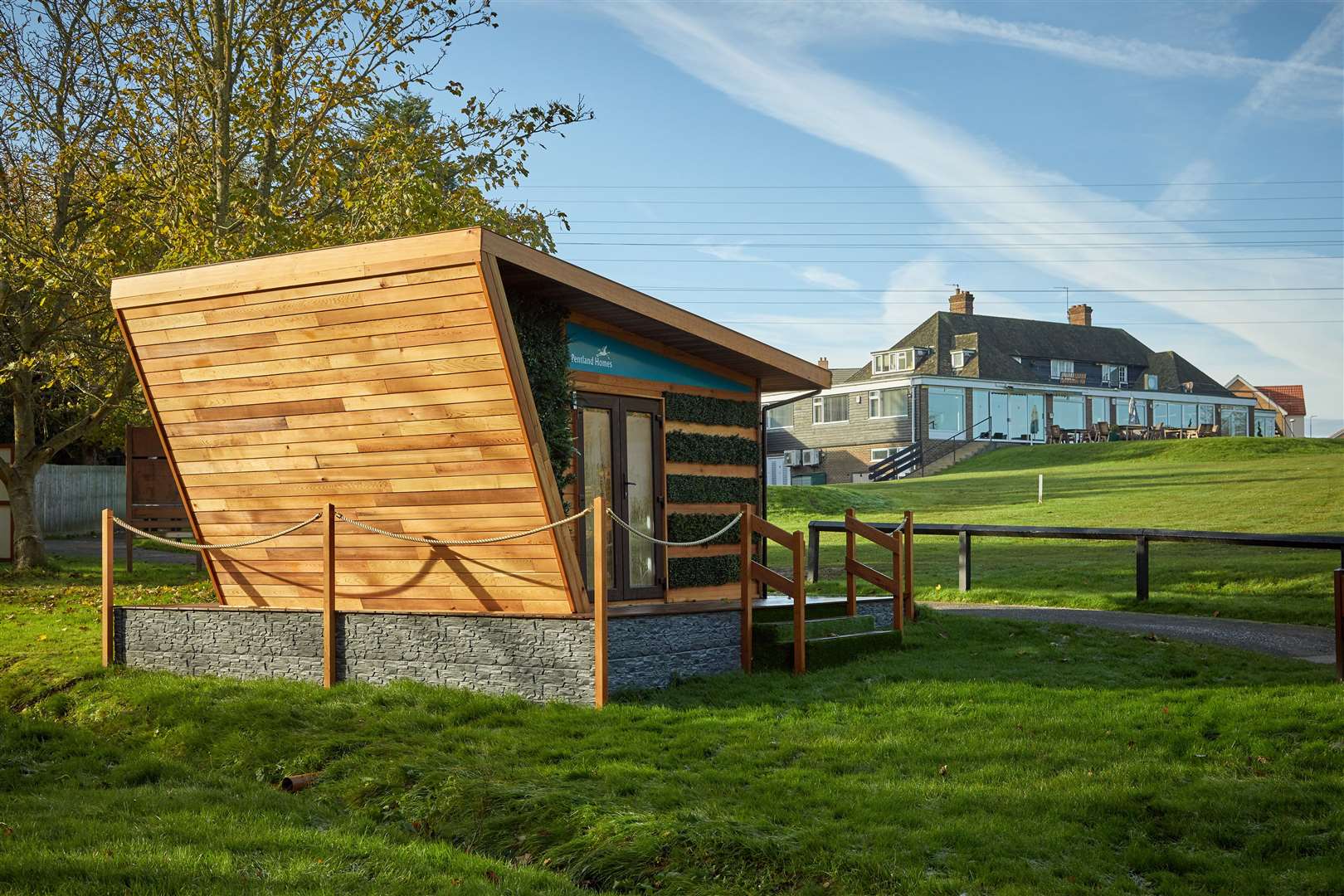 The building stands in front of the first tee at Canterbury Golf Club