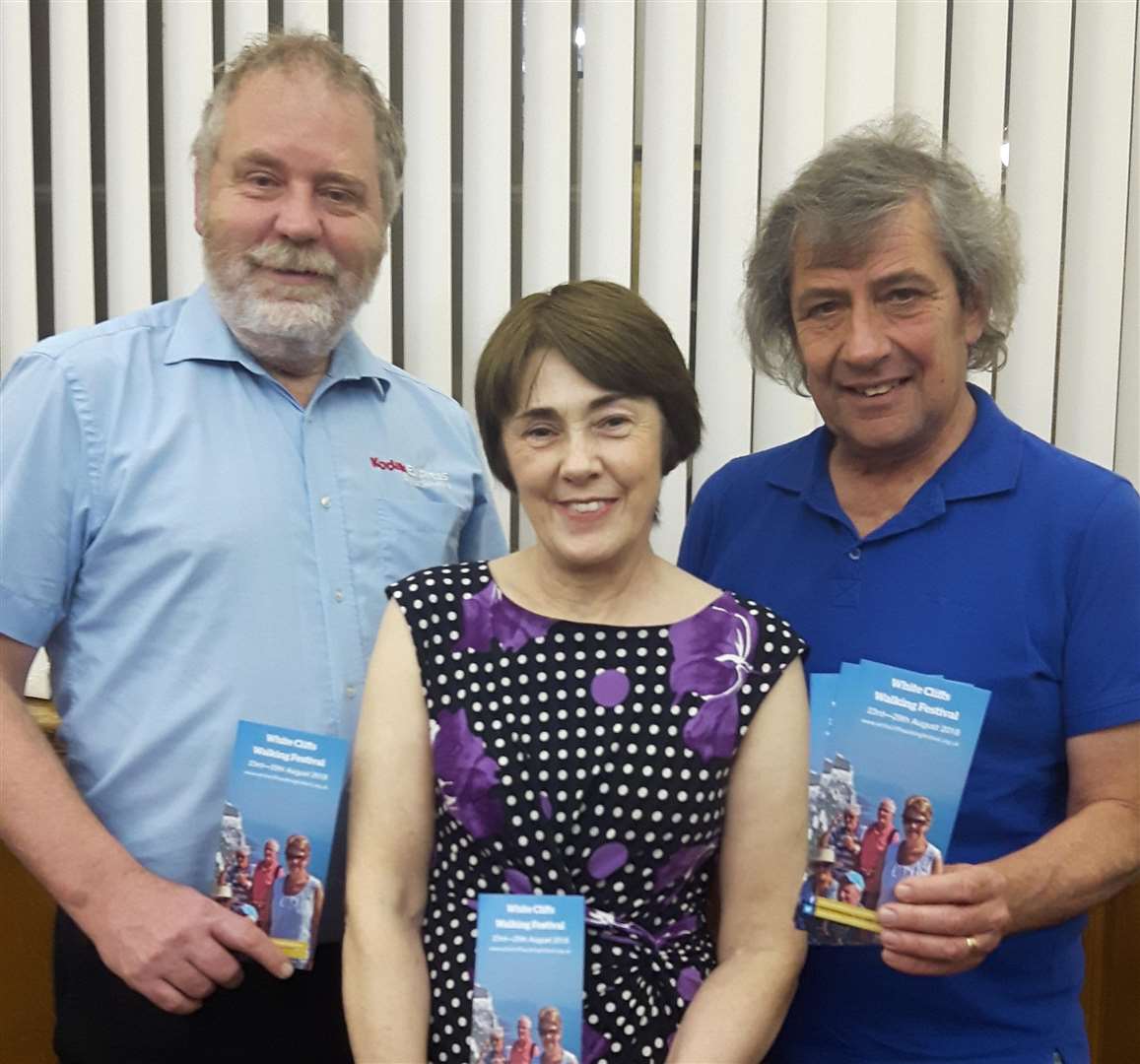 Peter Jull, chairman Bev Cousins and Graham Smith from White Cliffs Walking Festival