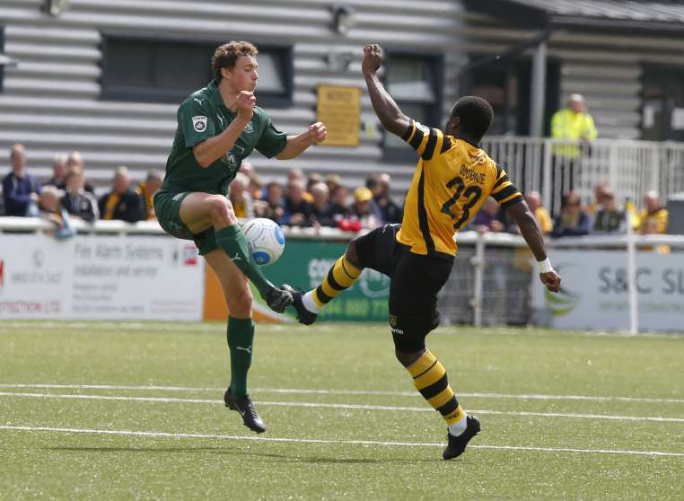 Yemi Odubade battles for the ball Picture: Andy Jones