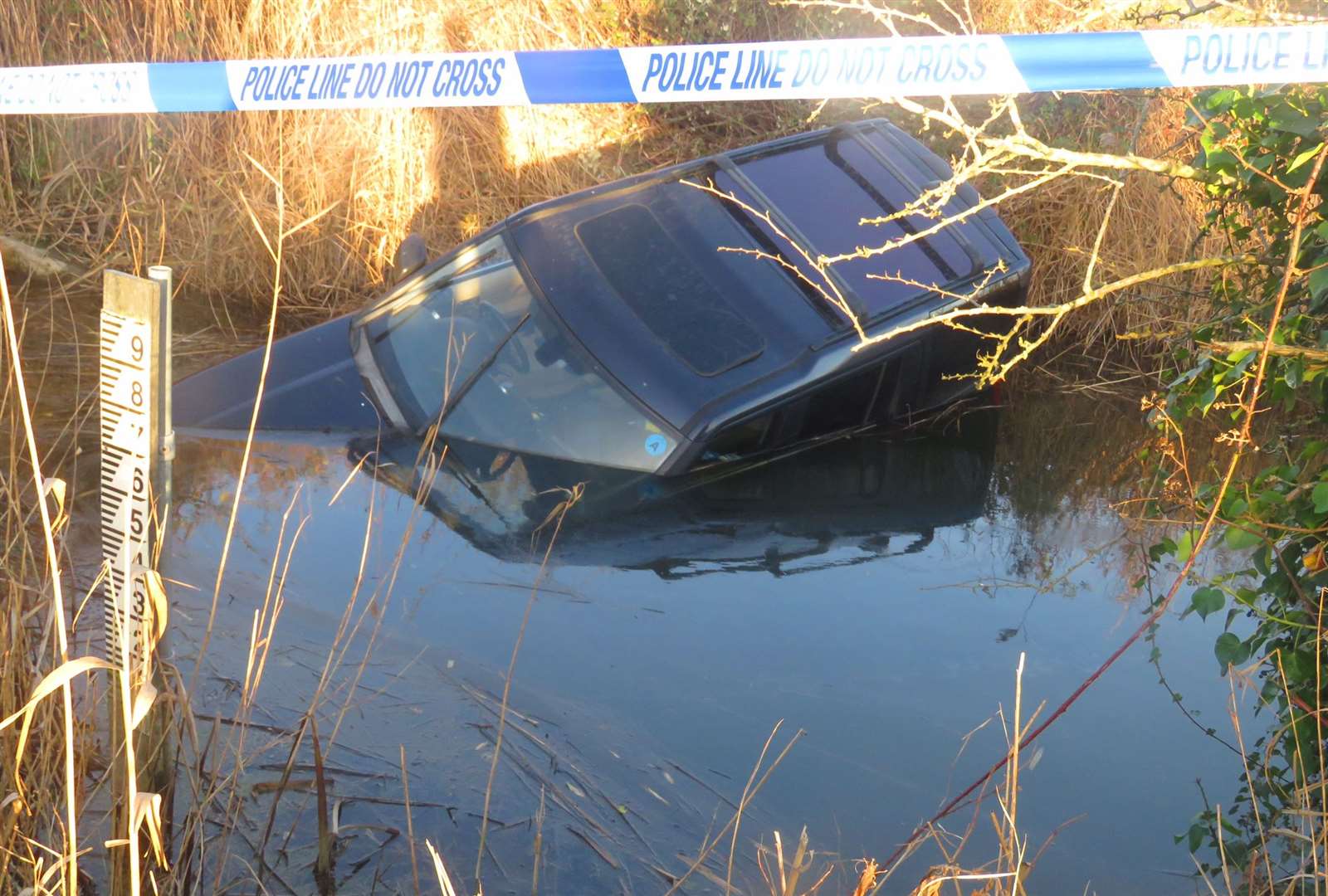 The 4x4 was in a stream just off Sandown Road. Picture: John Brewin