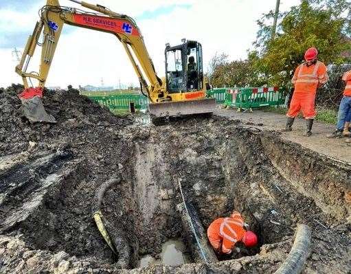 Southern Water attended the site to dig a hole