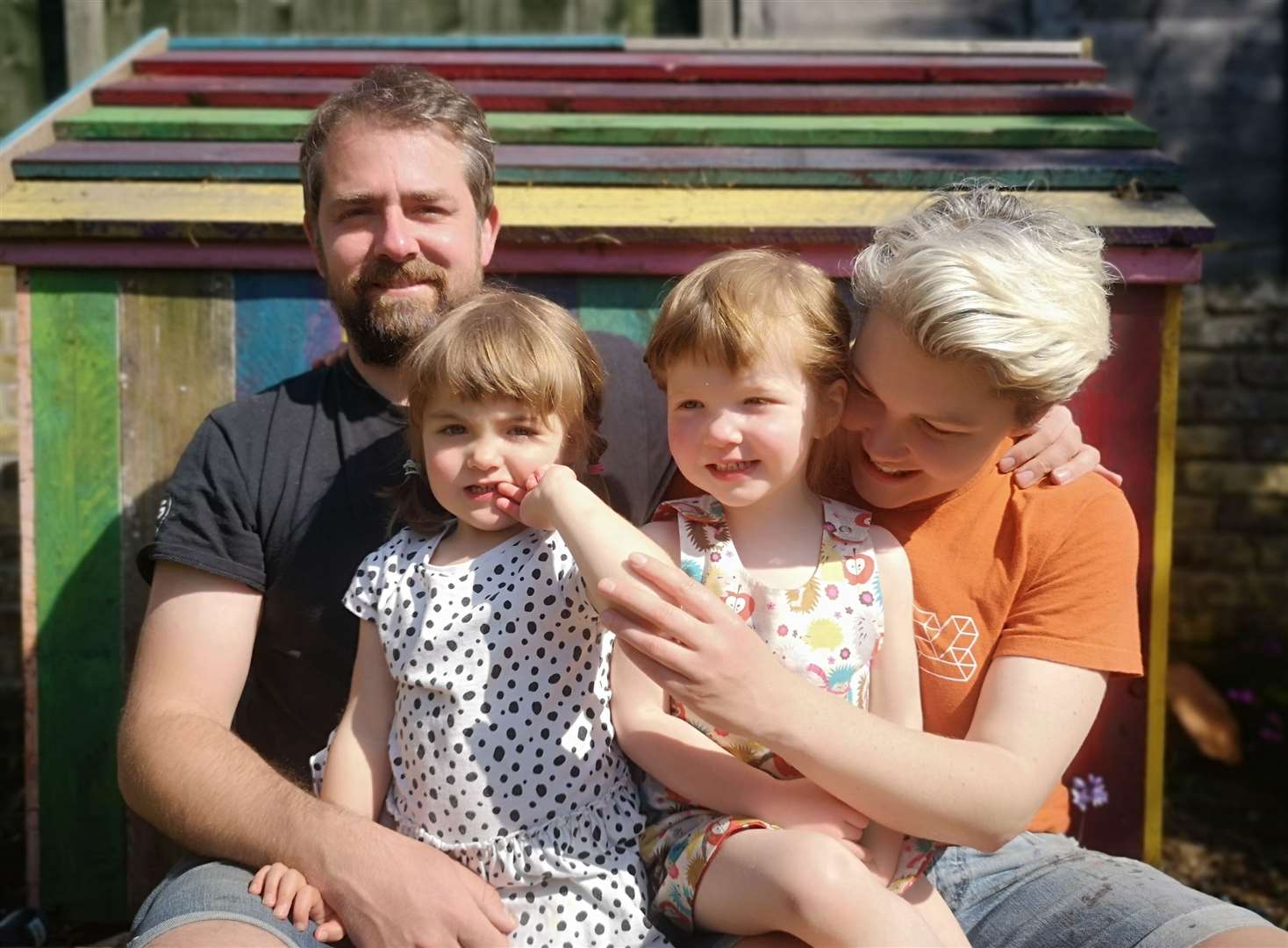 Tandem Set and Scenery founders Glen Hughes and Leah Morgan with their twins, Bobby and Grey