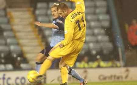 SWEET STRIKE: Johnson nets his first goal. Picture: GRANT FALVEY