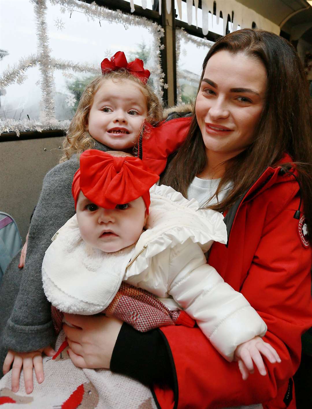 Georgia Charlton and her children Gracie and Bella (baby). Picture: Phil Lee