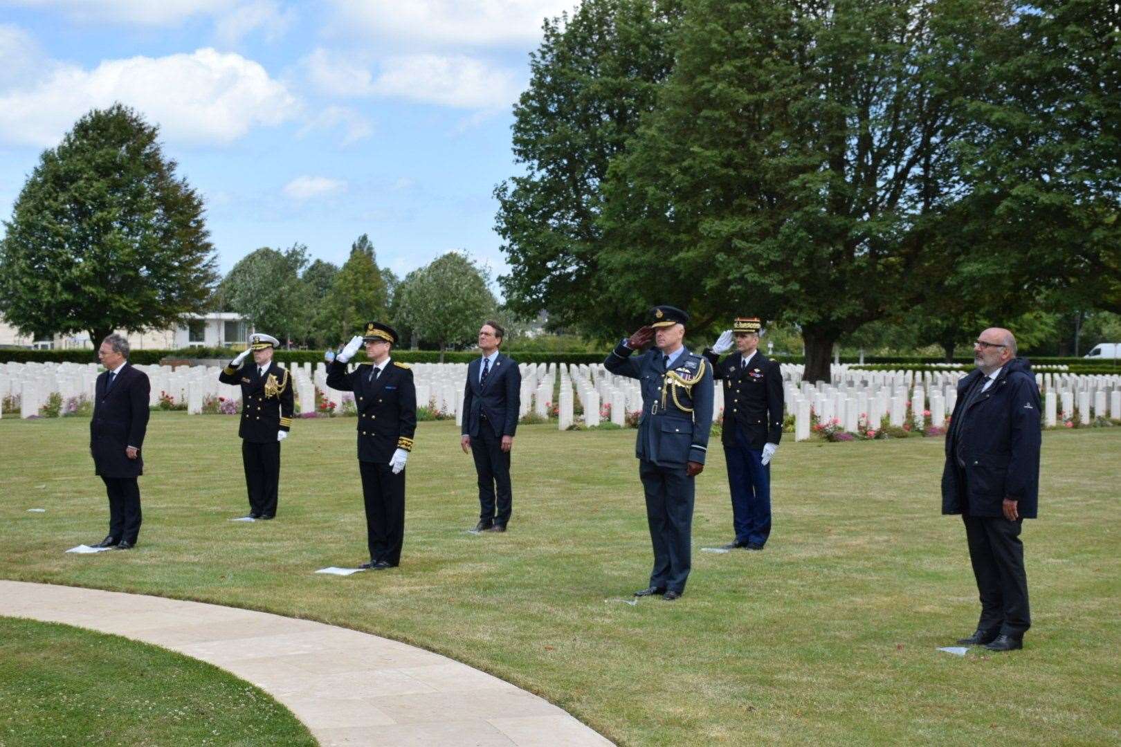 The ceremony at the Bayeux Cemetery in Normandy (Prefecture du Calvados-BV/PA)