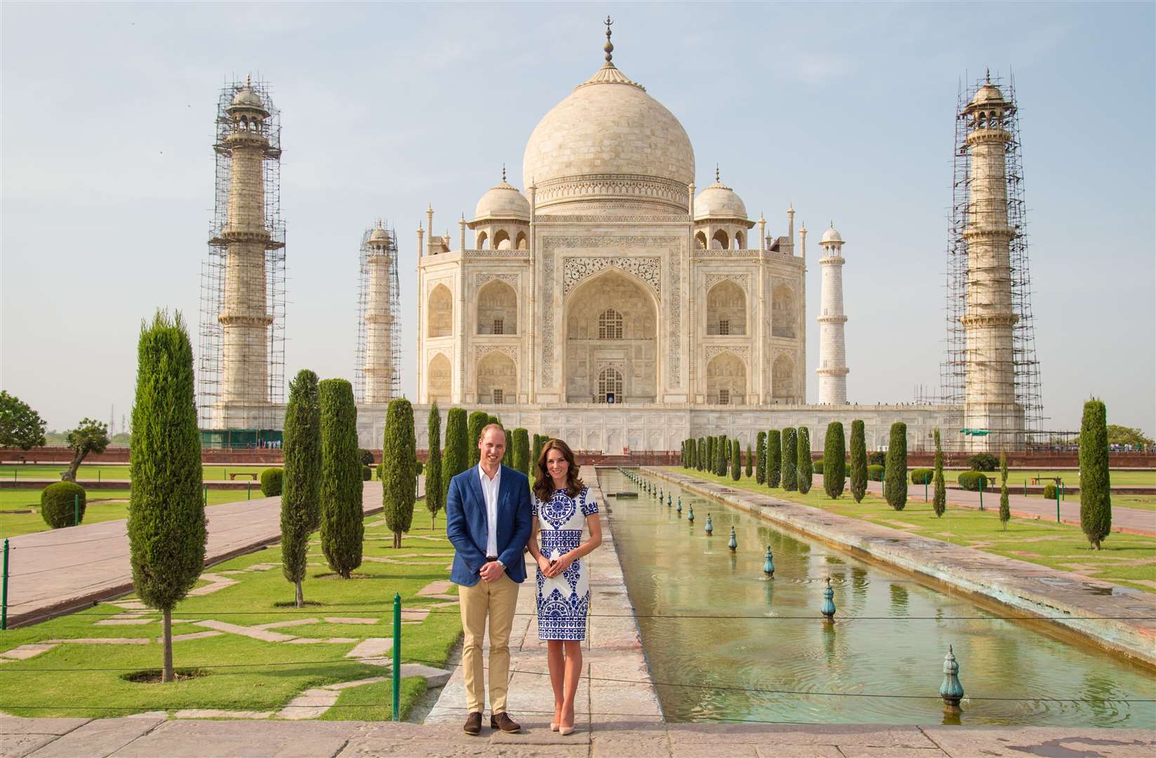 The Duke and Duchess of Cambridge during a visit to the Taj Mahal during their tour to India and Bhutan (Dominic Lipinski/PA)