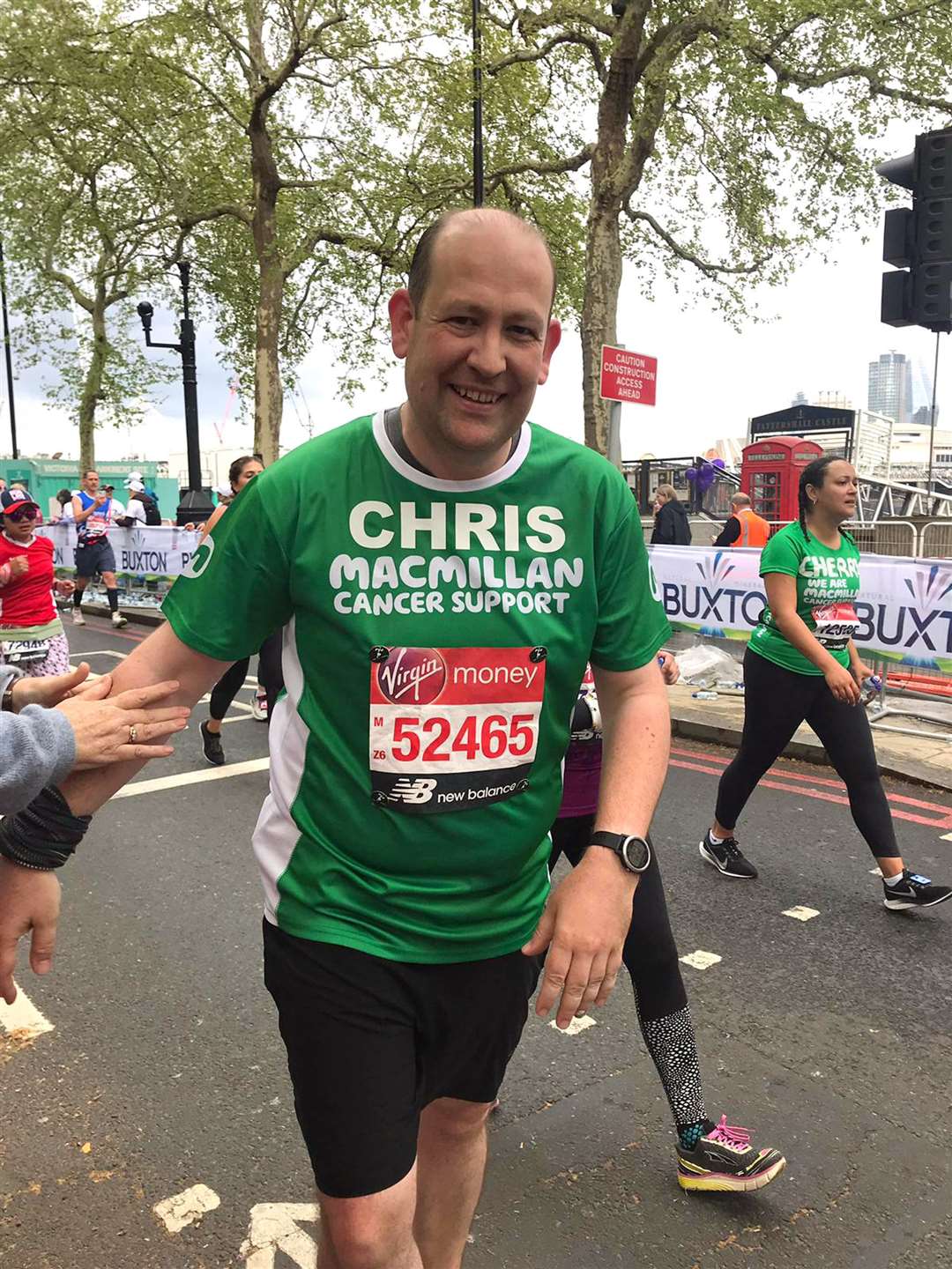 Chris Rose during the 2019 London Marathon (Chris Rose/Macmillan/PA)