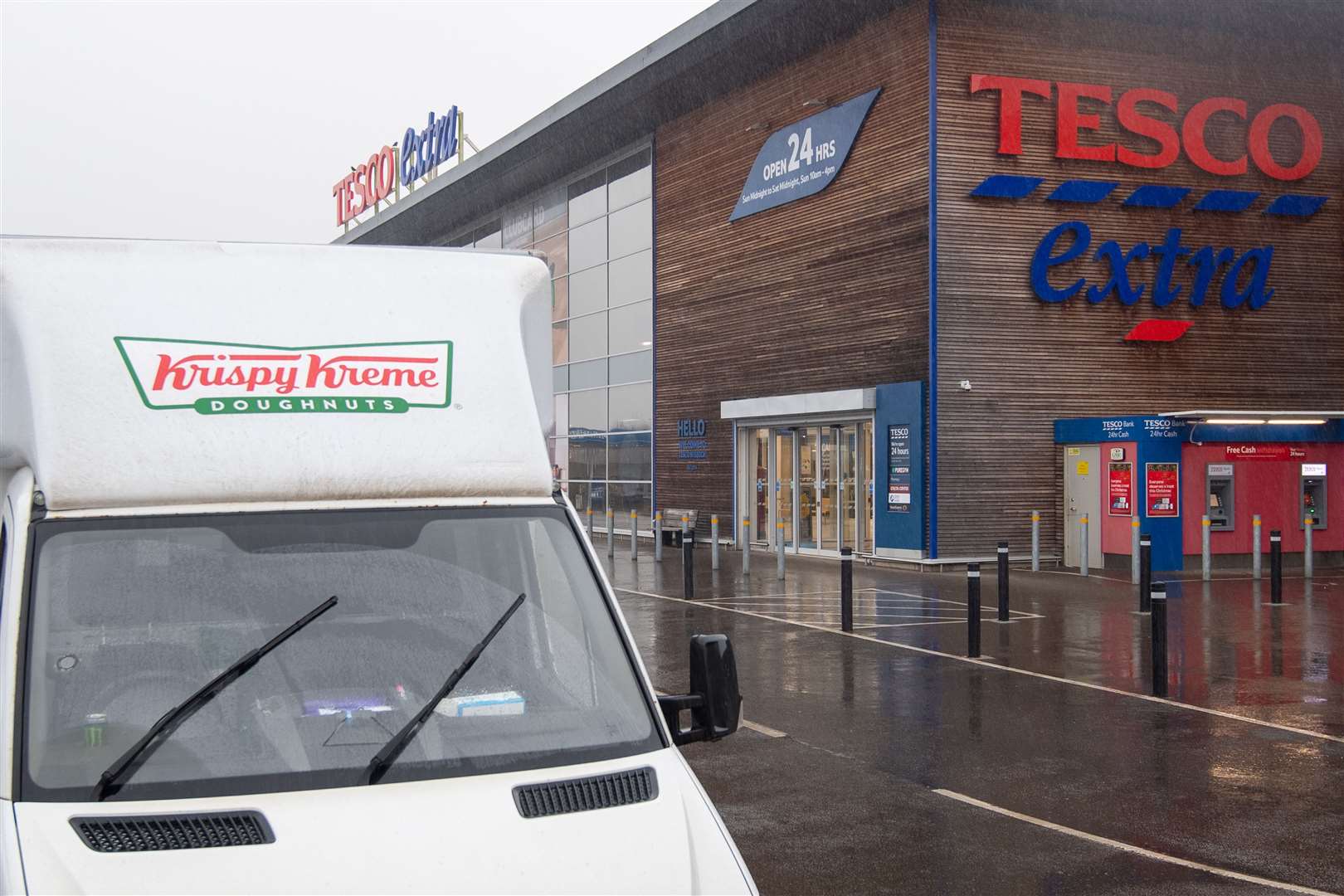 A Krispy Kreme donut van outside a Tesco Extra store in Wisbech, Cambridgeshire (Joe Giddens/PA)