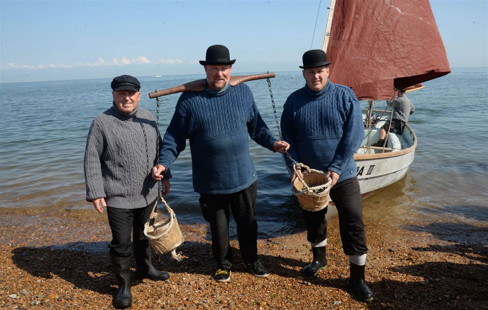 The traditional landing of the oysters. Picture: Chris Davey