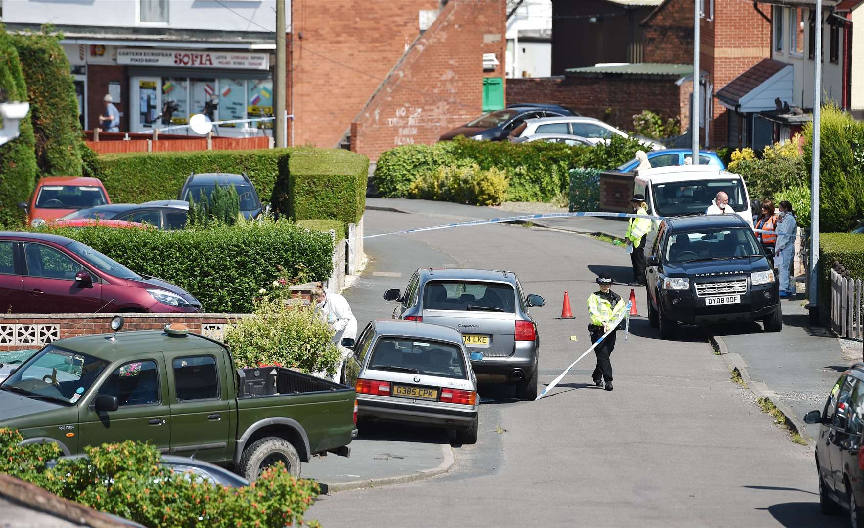 Police near the scene of the alleged murder in Meadow Close, Telford. (Joe Giddens/PA)