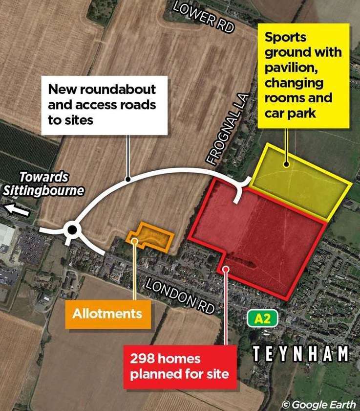 The new roundabout on London Road, Teynham will connect the access road from the Frognal Lane development to the A2