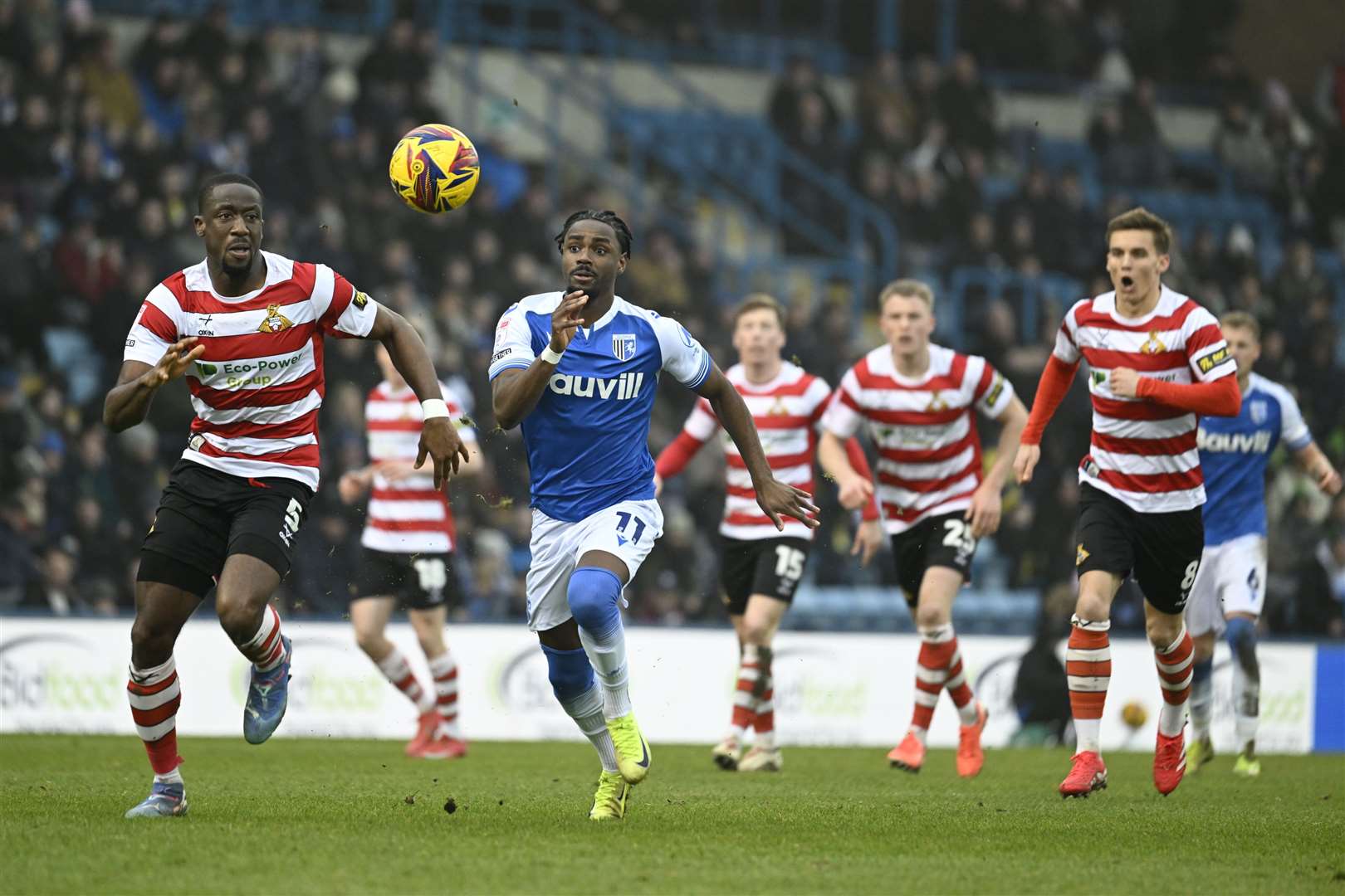 Aaron Rowe on the attack for Gillingham in the second half Picture: Barry Goodwin