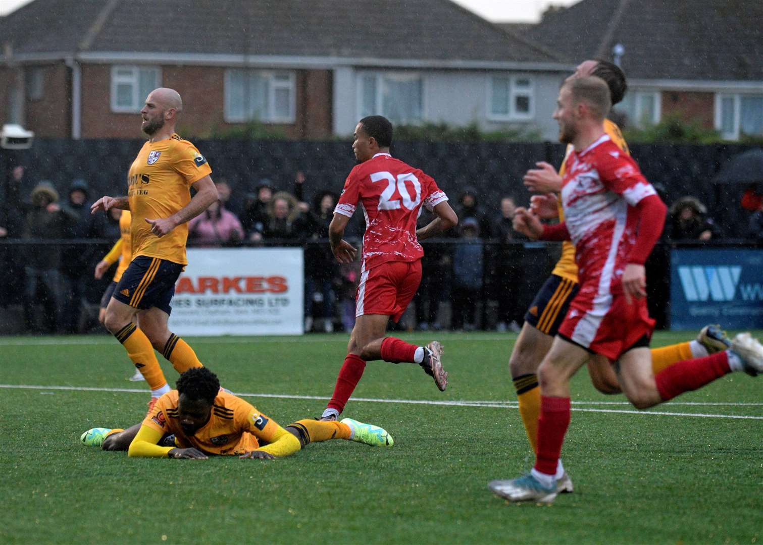 TJ Jadama scores Ramsgate’s first-half equaliser. Picture: Barry Goodwin