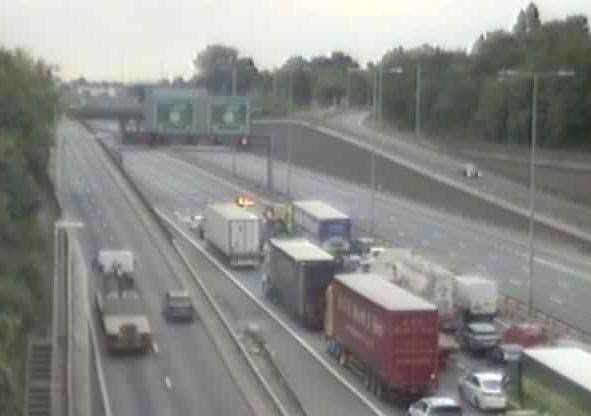 Traffic on the M25 between Stone and Dartford is being held in both directions due to a police incident. Picture: National Highways