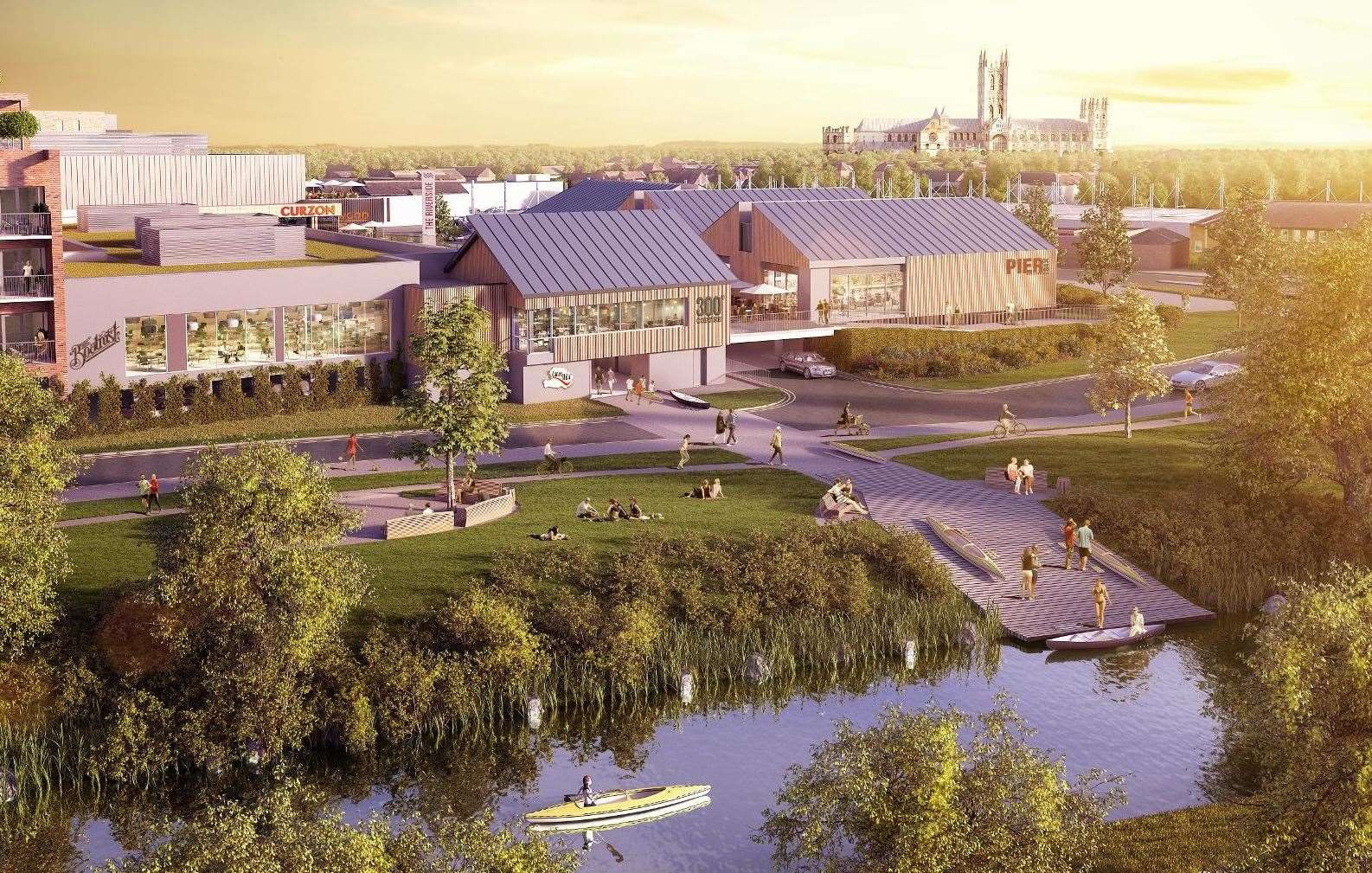 A new CGI of the Riverside development, showing where Canoe Wild will be based