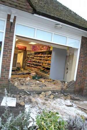 Damage to the Co-op shop in Wye