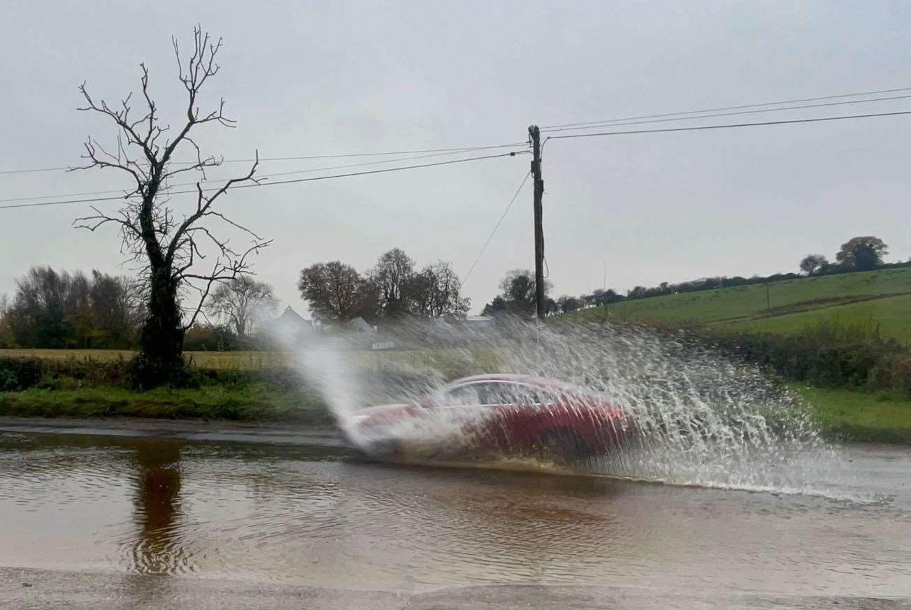 A flooded road in Cookstown Co Tyrone as Storm Debi swept across Ireland (Claudia Savage/PA)