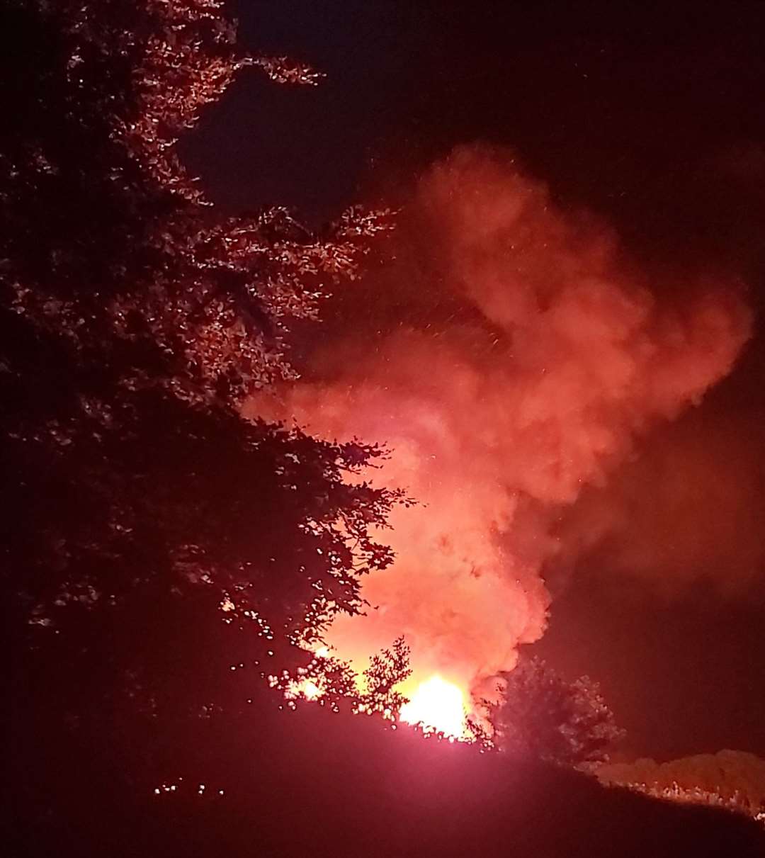 An image of the blaze in Boughton overnight. Picture: Heather Bryant