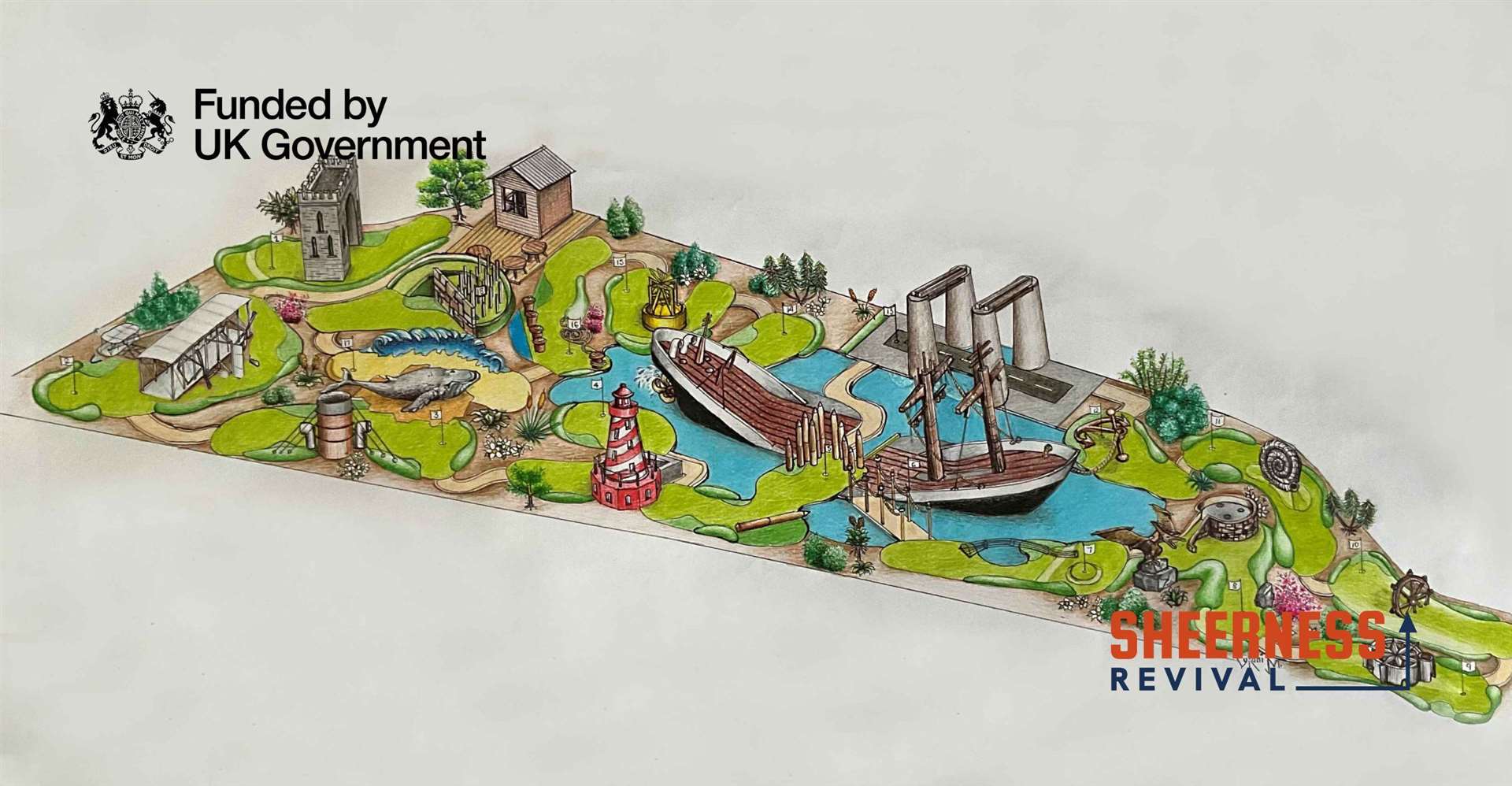 An artist’s impression of what the new adventure golf could look like