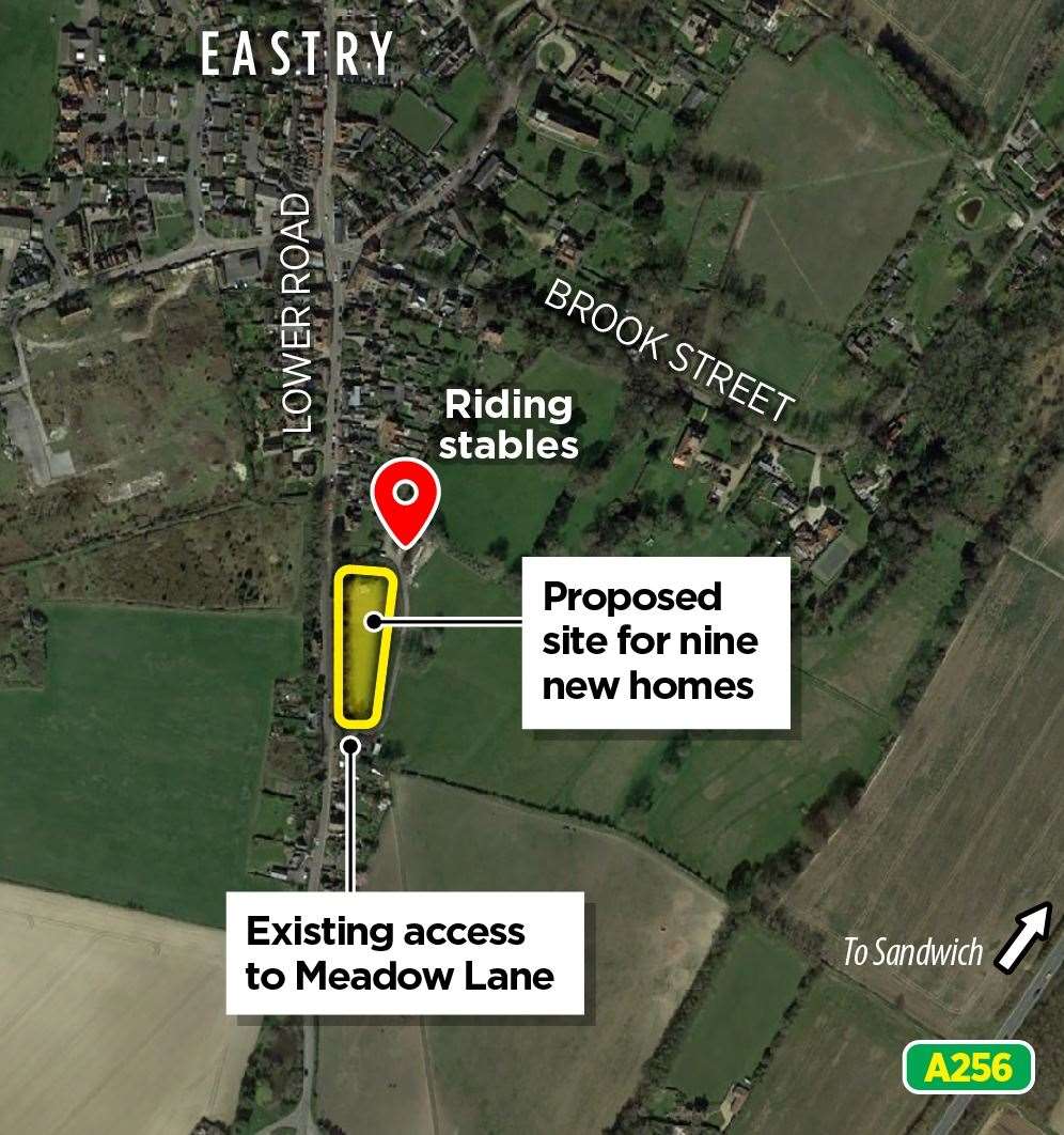 The site in Eastry near Sandwich was originally allocated for 10 homes under Dover District Council's local plan