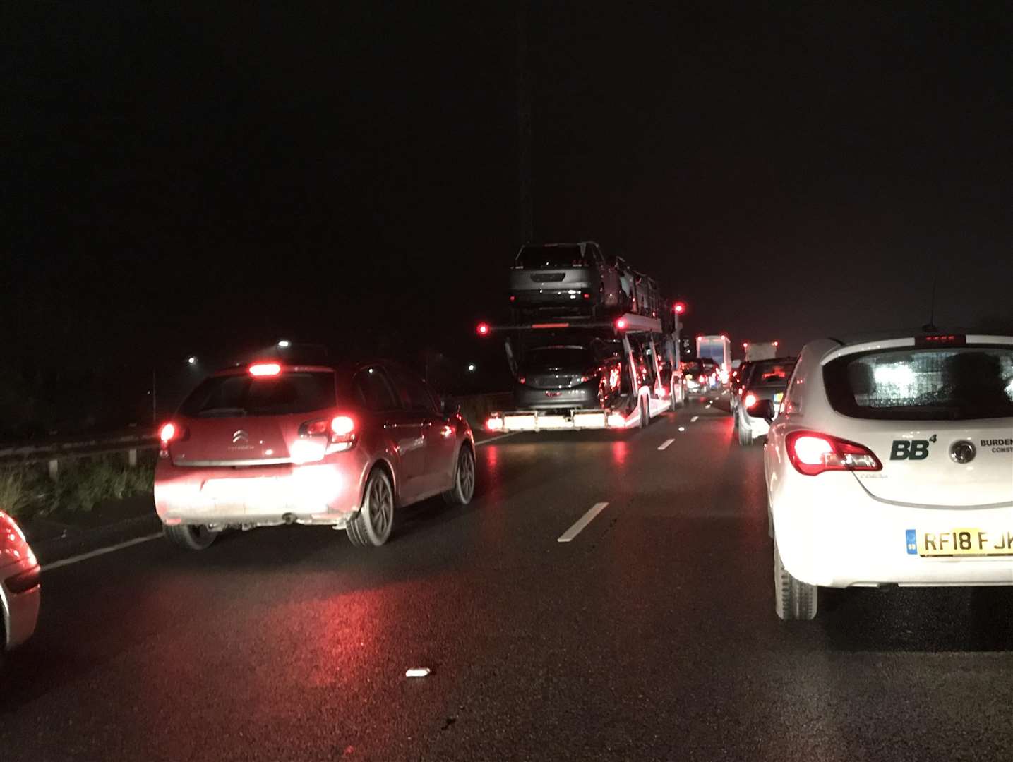 Stockbury-bound traffic is queuing all the way back to the Bobbing turn-off