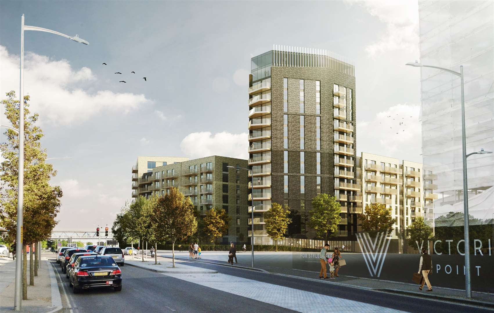 The 'Ashford Shard' tower block will go over 16 storeys - this view shows it from Victoria Road