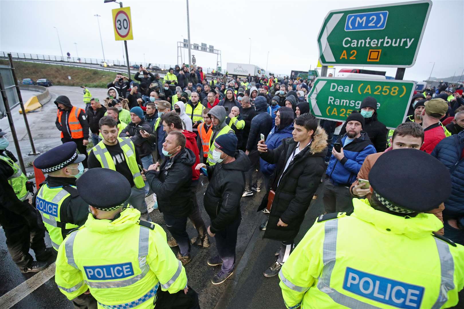 Lorry drivers have clashed with police in Dover over the delays (Steve Parsons/PA)