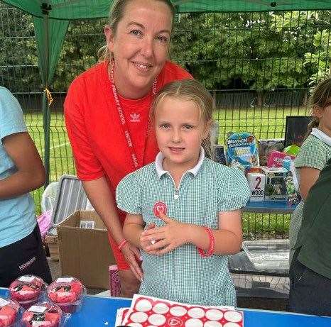 Katrina Diamond with her daughter Darcie Millward-Diamond, 6, during their Bake for Brake. Picture: Katrina Diamond