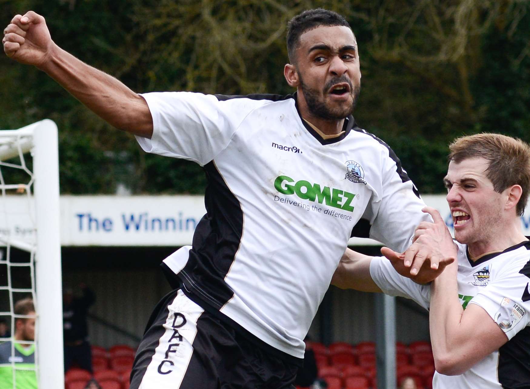 Stefan Payne celebrating a goal for Dover Picture: Roger Charles