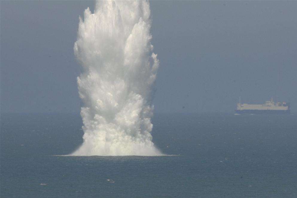 The wartime parachute mine is detonated off Herne Bay. Picture: Chris Davey