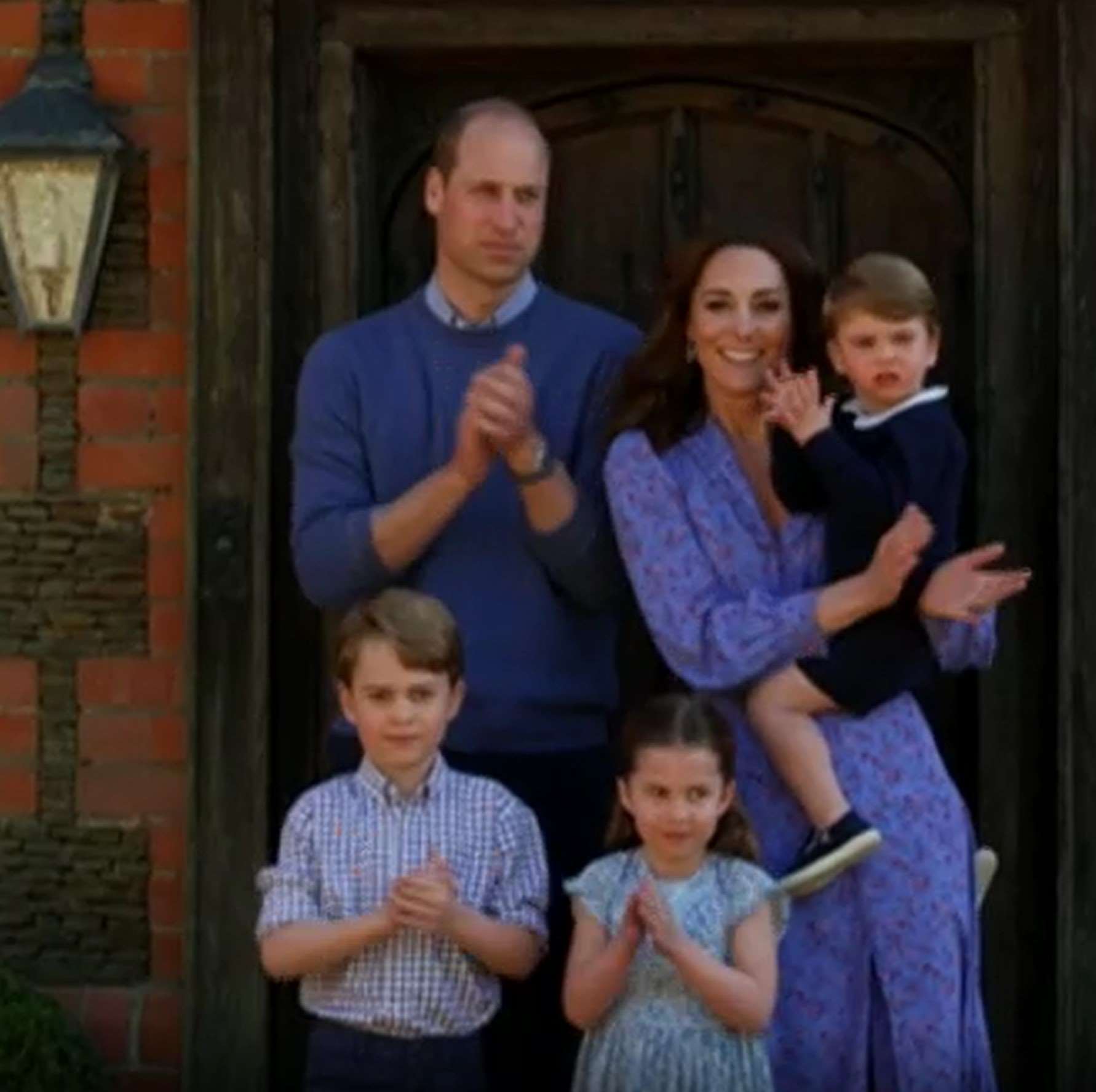 The Cambridges clapping with the rest of the country in tribute to health and care workers (PA)