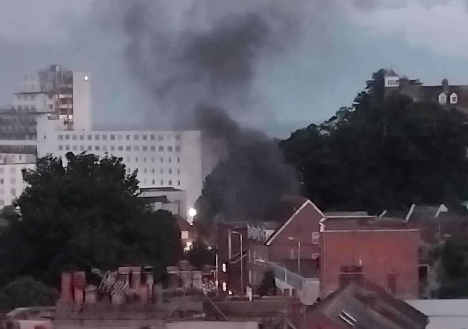 A van caught ablaze on Tram Road in Folkestone. Picture: Jason Moves