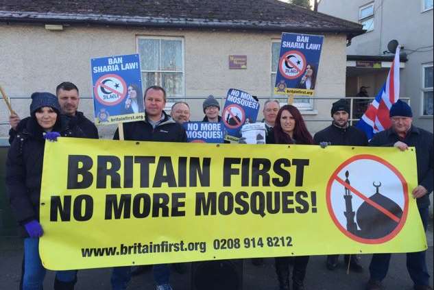 Members of far-right group Britain First protesting outside Maidstone's mosque