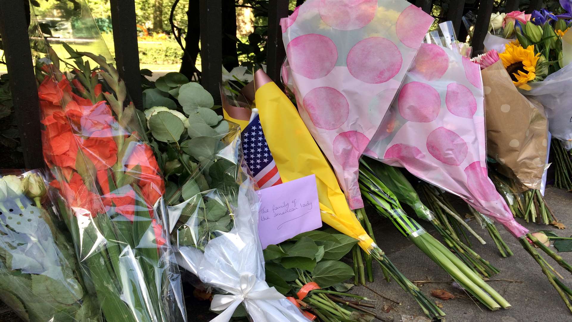 Flowers left at the scene of the stabbing