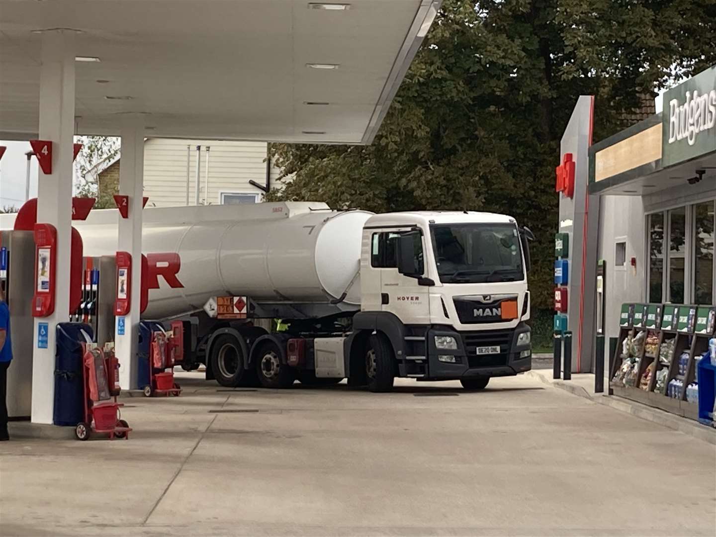 Fuel tanker arrives at the Esso garage on the A2 at Sittingbourne