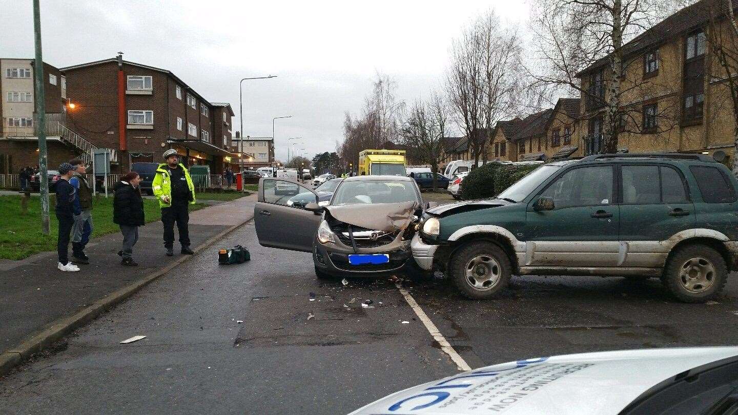 Crash in Shepway, Maidstone. Picture: @kentpolicemaid