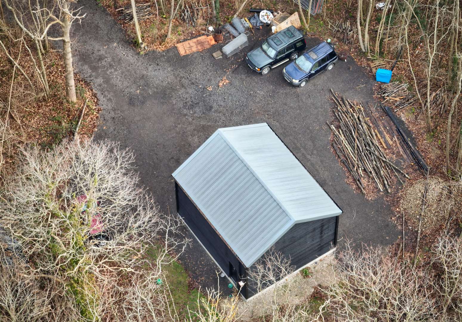 The 'illegal' building in Cook Wood, north of Woodlands Road, Adisham. Picture: WOAW