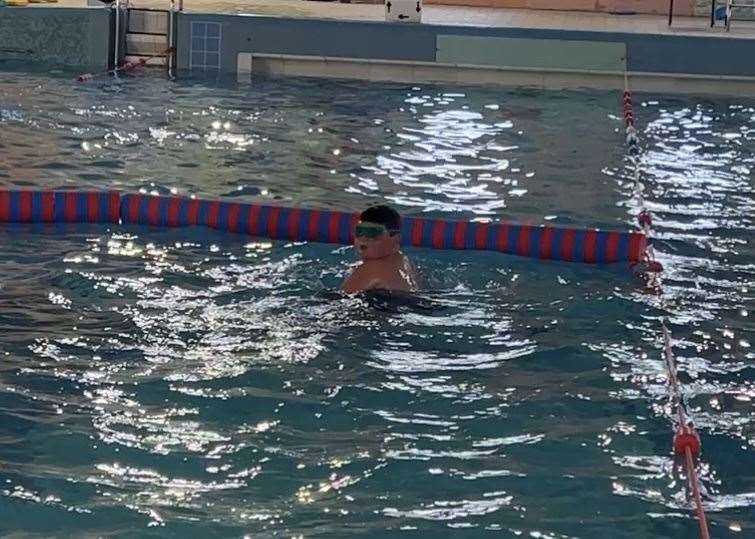 Jack Collins during his swimming lesson