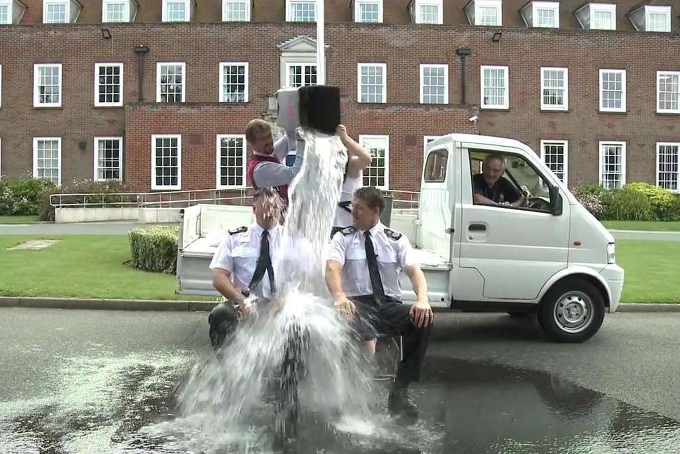 Even Kent Police Chief Constable Alan Pughsley and Deputy Chief Constable Paul Brandon got involved in the ice bucket challenge