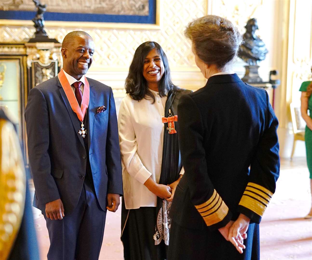 Adrian Lester and Lolita Chakrabarti with the Princess Royal at Windsor Castle (Yui Mok/PA)