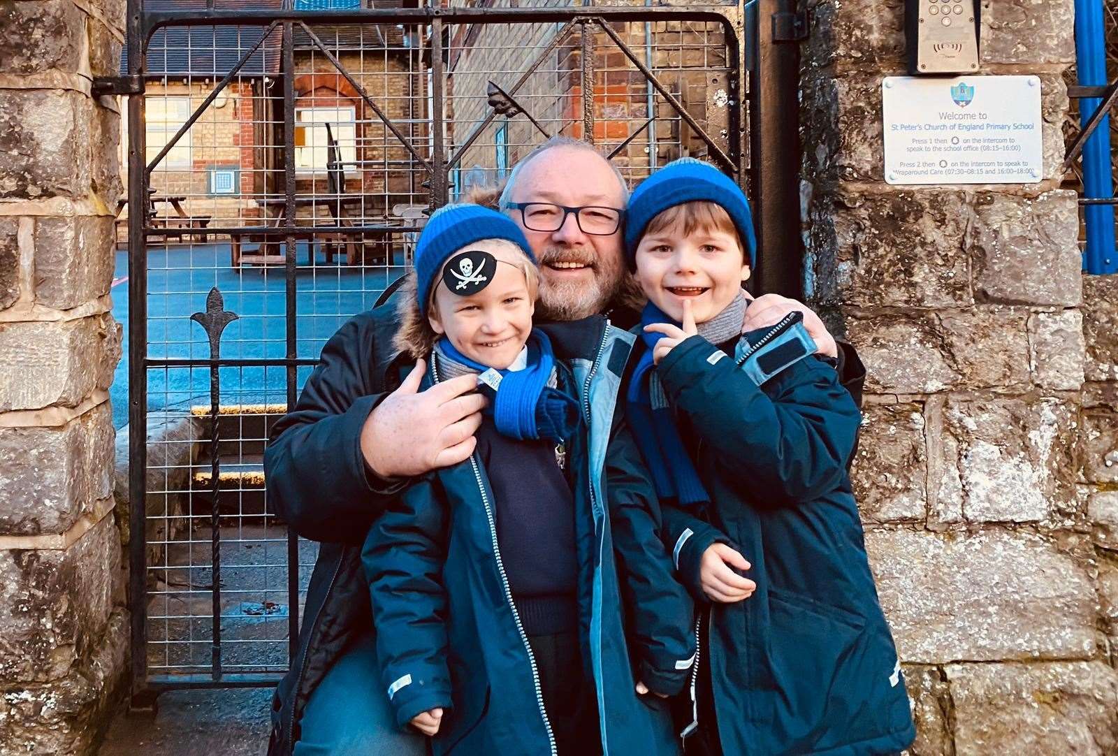 Their father Jorg, pictured middle, has been calling for an end to the potatoes