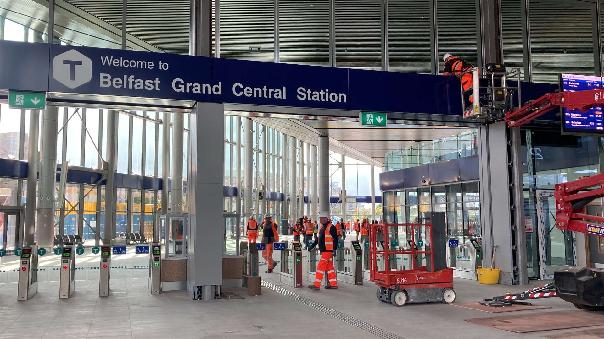 Final preparations under way ahead of the opening of Belfast Grand Central Station to its first passengers on Sunday (Rebecca Black/PA)