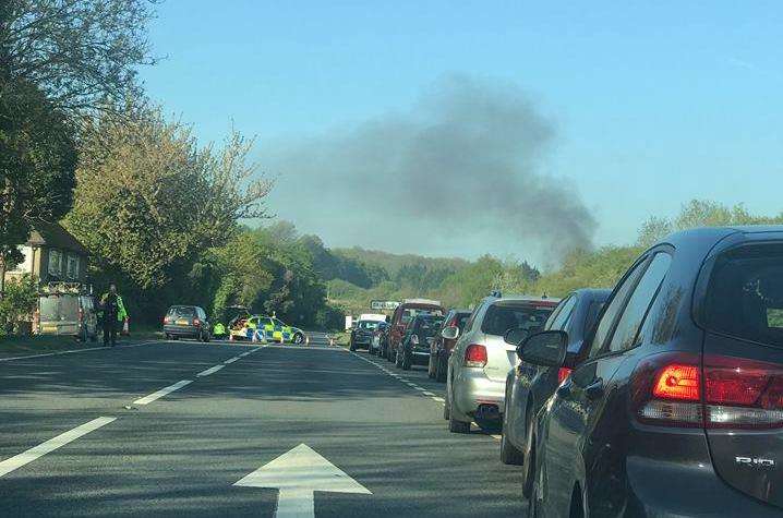 Smoke rising from the A249 fire. Picture Tori Russon