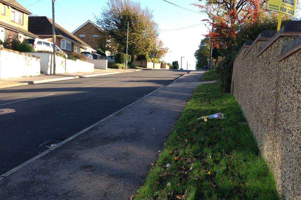 The scene of the incident in Dargets Road, Walderslade in which 89-year-old Richard Kane was hit by a motorbike and killed