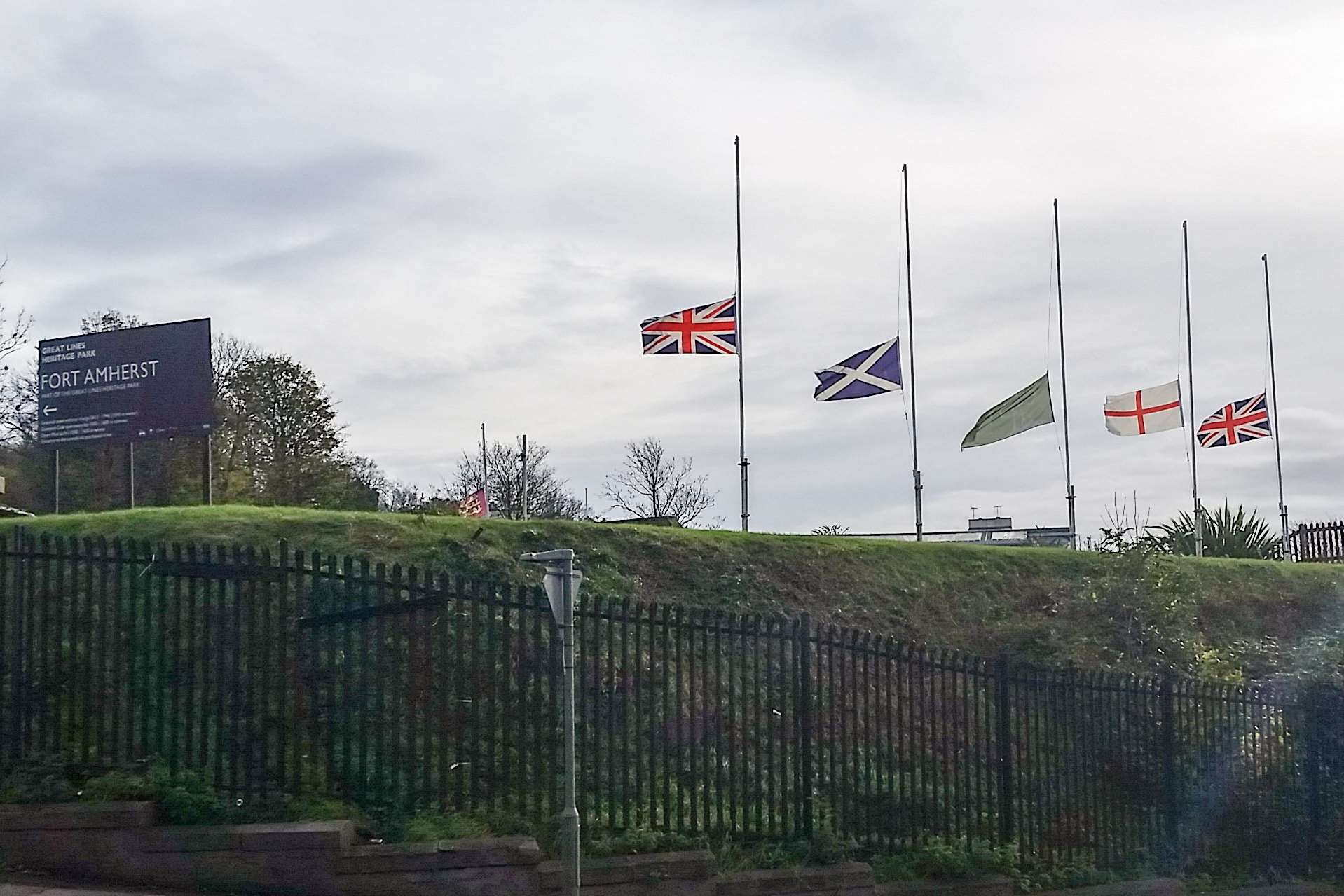 Flags flew at half mast in tribute on the Monday following the Paris Attacks.
