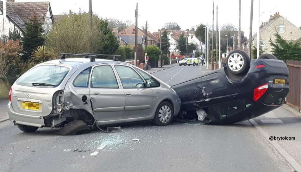 Emergency services have been called to the crash in Minster Road. Picture: @BrytolCom