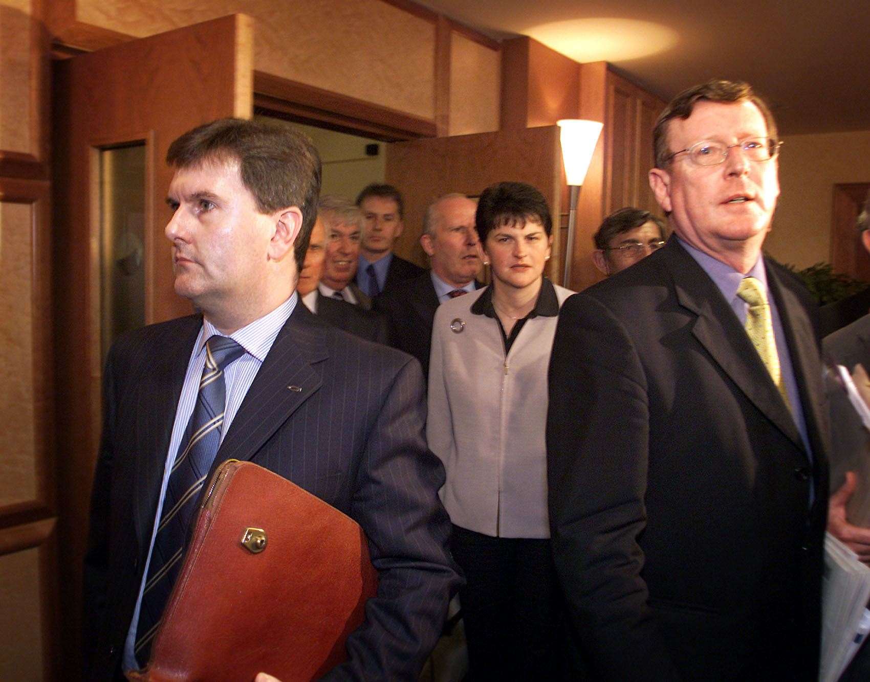 Former Ulster Unionist Leader David Trimble, right, with Sir Jeffrey Donaldson (Paul Faith/PA)