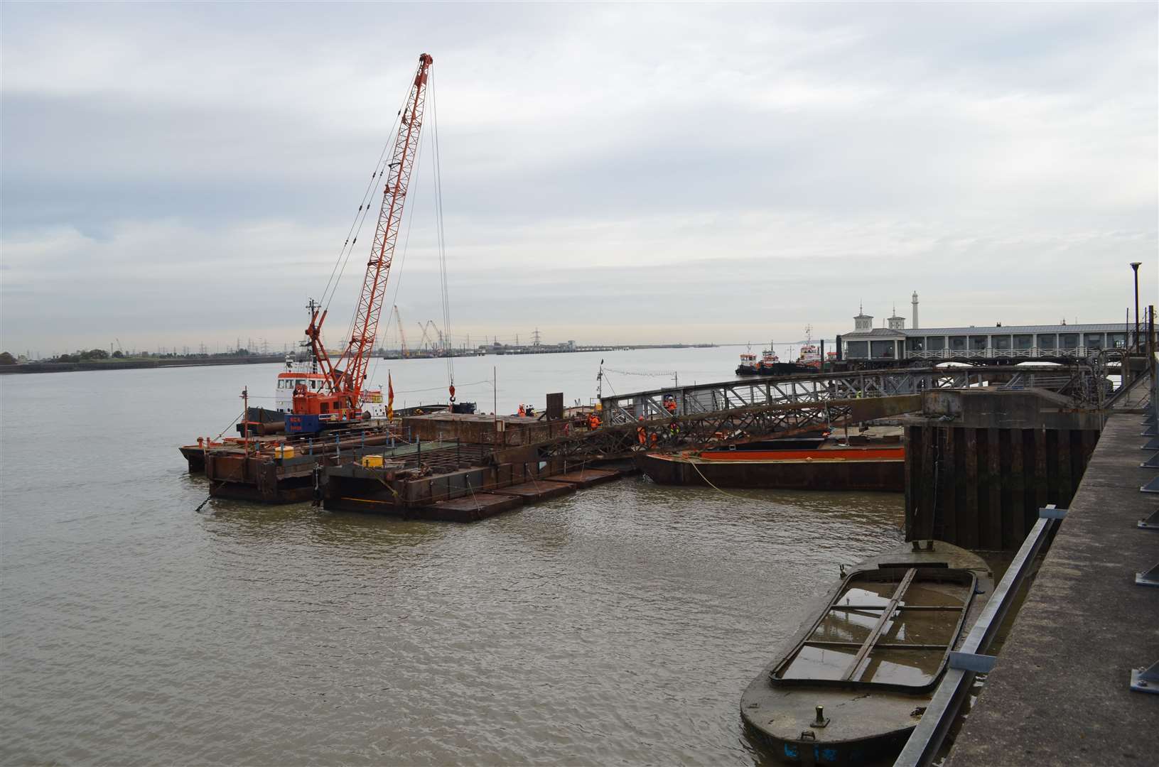 Work is underway to remove the West Street Pier in Gravesend. Photo Credit: Jason Arthur. (18945354)