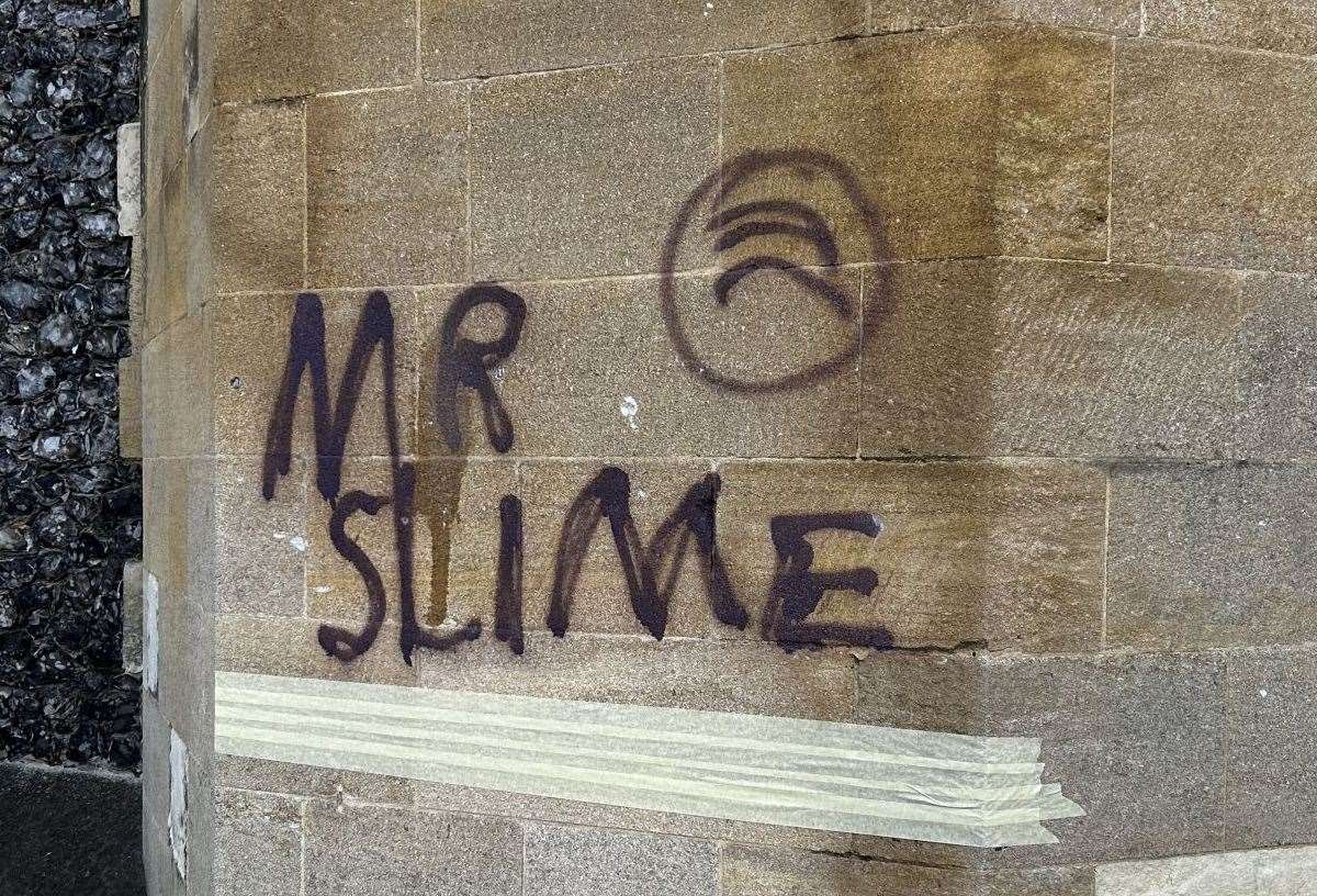 Folkestone magistrates fined £1,500 William King, of Weyburn Drive, Ramsgate for tagging 'MR SLIME' on historic sites in Canterbury. Picture: Canterbury City Council